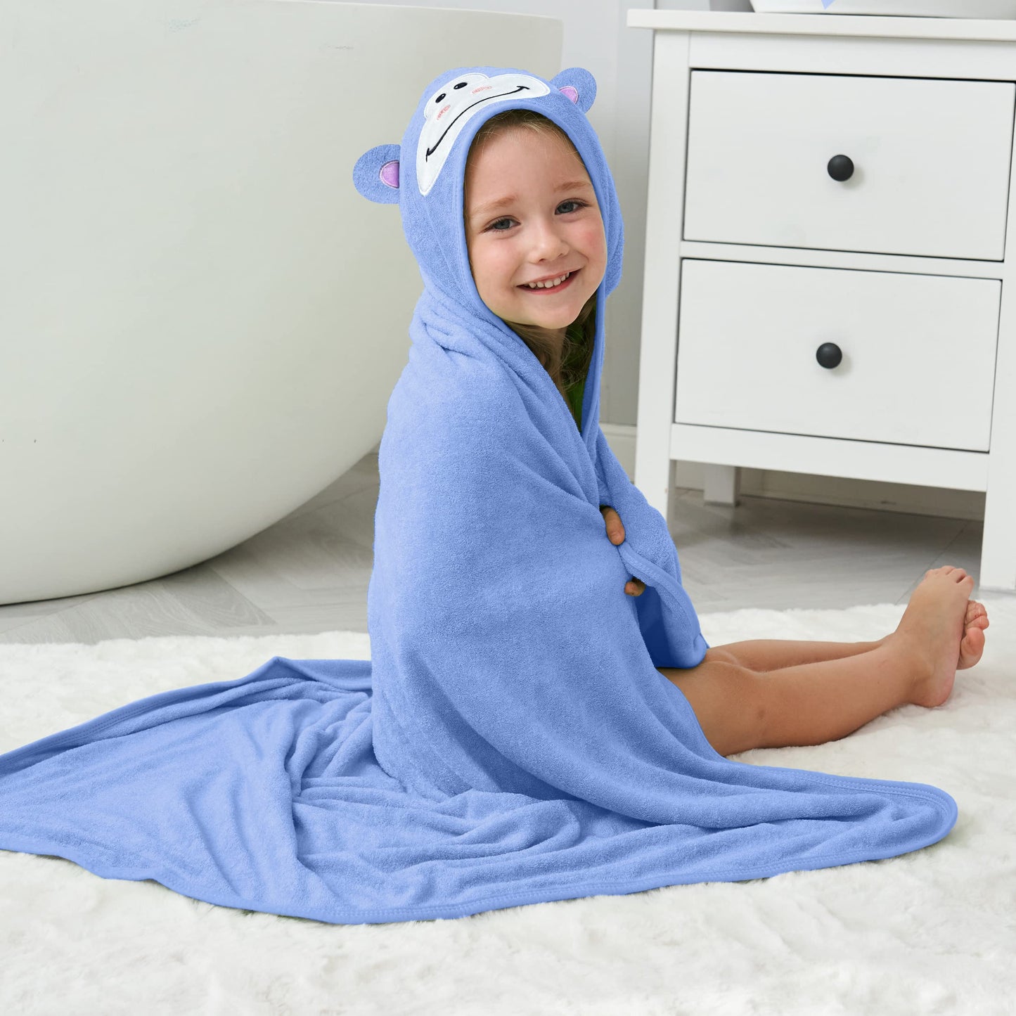 HIPHOP PANDA Hooded Towel - Rayon Made from Bamboo, Bath Towel with Bear Ears for Newborn, Babie, Toddler, Infant - Absorbent Large Baby Towel - Yellow Duck, 30 x 30 Inch