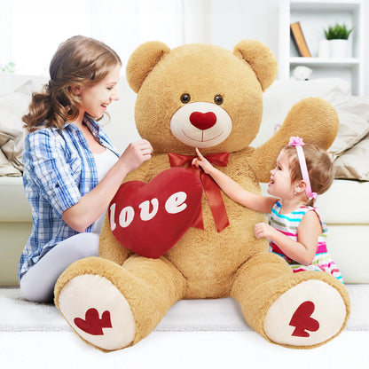 MorisMos Smile Giant Teddy Bear, 51inch Large Stuffed Bears with Big Footprints, Big Stuffed Animals Cuddly Plush Gifts for Girlfriends, Boyfriend, Dark Brown