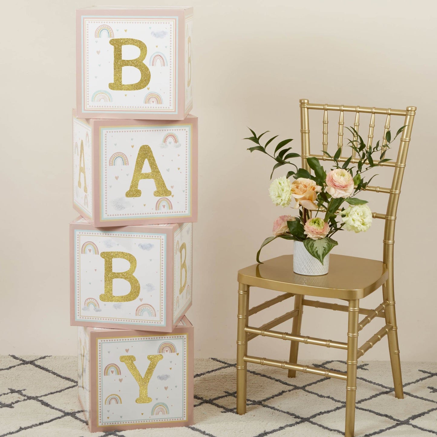 Kate Aspen Woodland Baby Shower Boxes with Letters for Baby Shower Gender Reveal Decorations Photo Prop & Forest Animal Nursery Decor (Set of 4 Blocks Spells Baby)