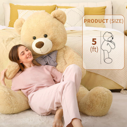 MaoGoLan Giant Big Teddy Bear 4 Feet 47 inch Life Size Tan Plush Bear Brown Stuffed Animal for Children Boyfriend
