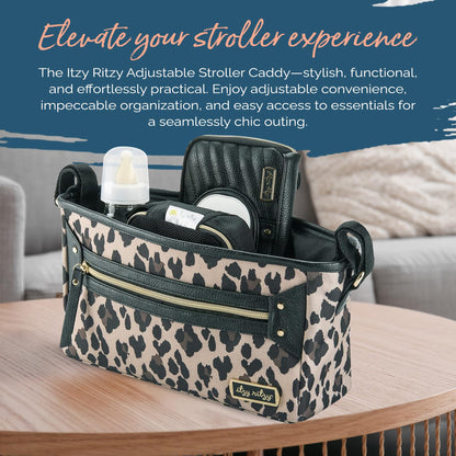 Itzy Ritzy Adjustable Stroller Caddy and Organizer Bag Featuring Front Zippered Pocket, 2 Built-in Interior Pockets & Adjustable Straps to Fit Nearly Any Stroller (Chai)