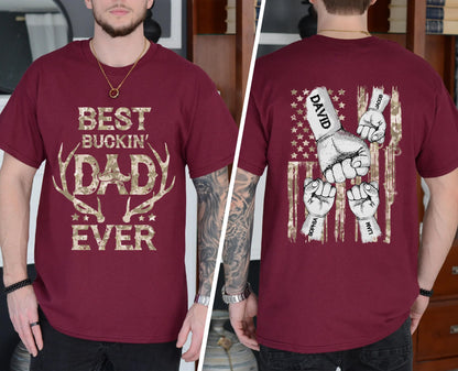 Personalized Fathers Day Shirts for Dad, Grandpa Shirt with Grandkids Names, Gifts for Dad Hunting Fishing