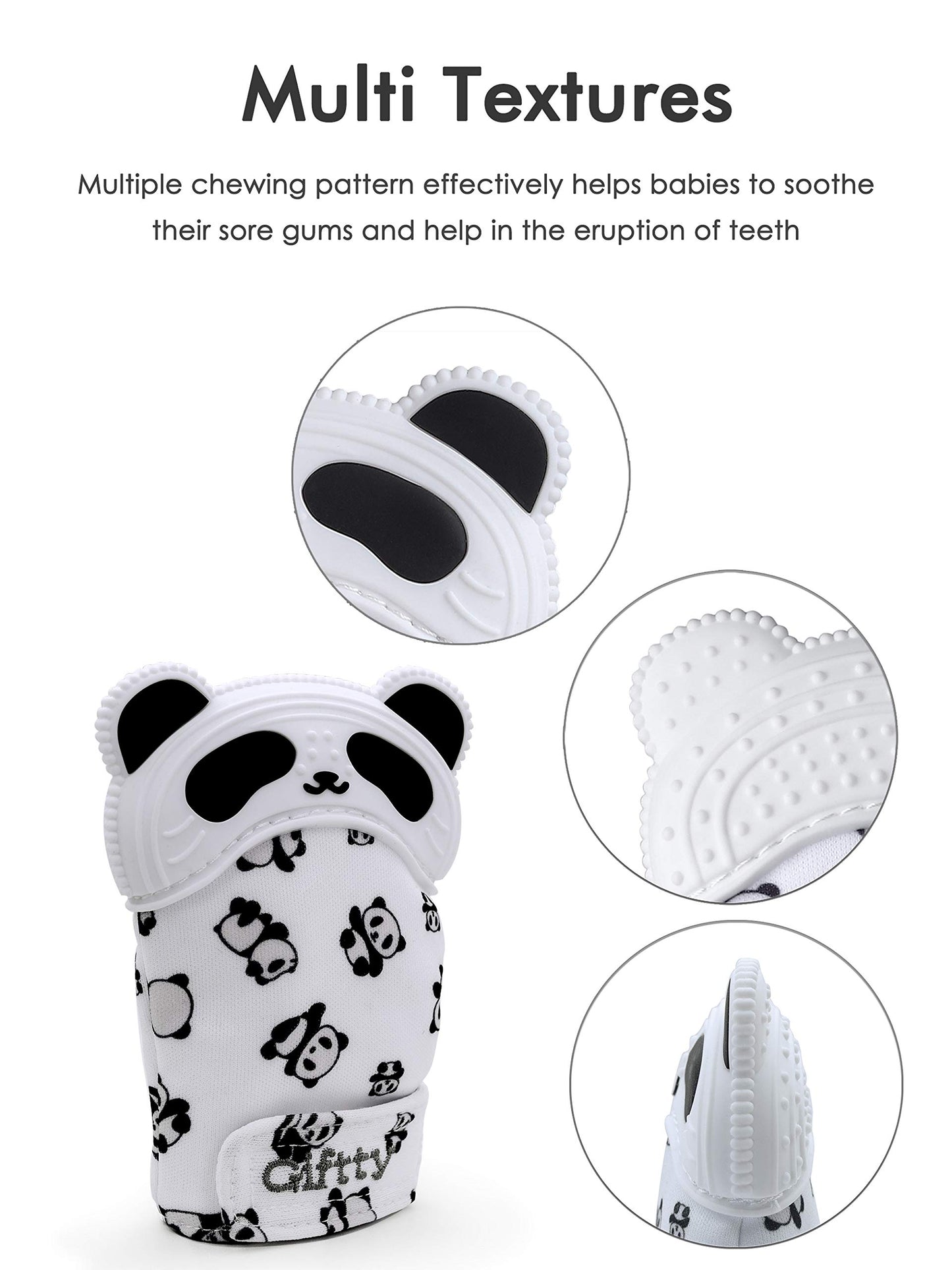 Giftty Baby Teething Mitten, Self-Soothing Teether Glove, Pain Relief Silicone Mitt, Double Breathable, Stay on Baby's Hand, Unisex for Babies 3-12 Months(2 Pink Mittens)