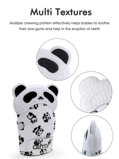 Giftty Baby Teething Mitten, Self-Soothing Teether Glove, Pain Relief Silicone Mitt, Double Breathable, Stay on Baby's Hand, Unisex for Babies 3-12 Months(2 Pink Mittens)