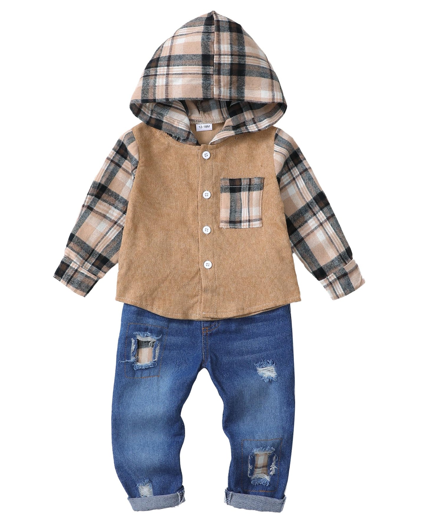 NZRVAWS Baby Boy Clothes Toddler Outfit Infant 6 12 18 24 Months2 3 4T Sweatsuit Ripped Jeans Fall Winter Clothing