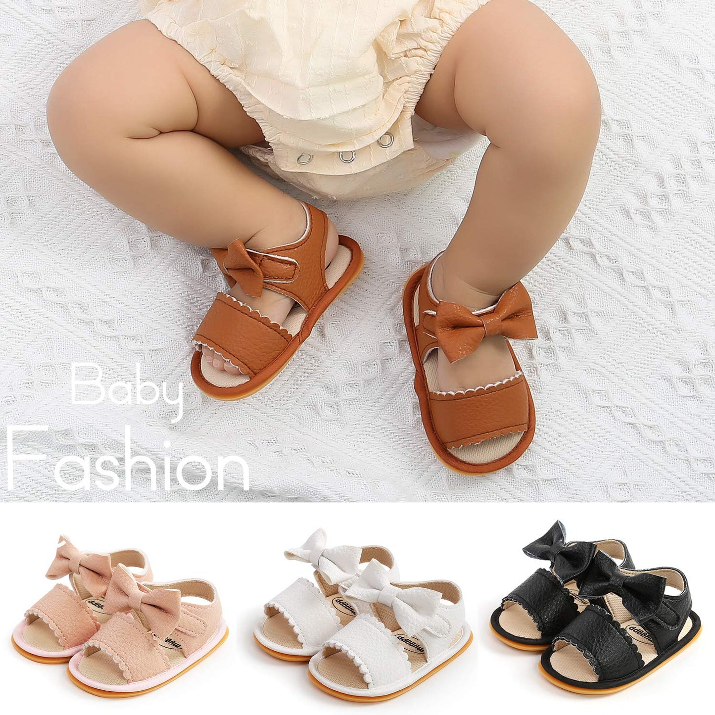 Timatego Infant Baby Girls Summer Sandals Anti-Slip Soft Sole with Flower Toddler First Walkers Crib Dress Shoes