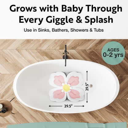 Baby Bath Cushion 5pc Set - Newborn & Infant Lotus Bath Flower Baby with Soft Cover - Travel Bathtub Insert Pad for Kitchen Sink, Shower & Tub - Flower Bathing Pillow with Patented Comfort & Support