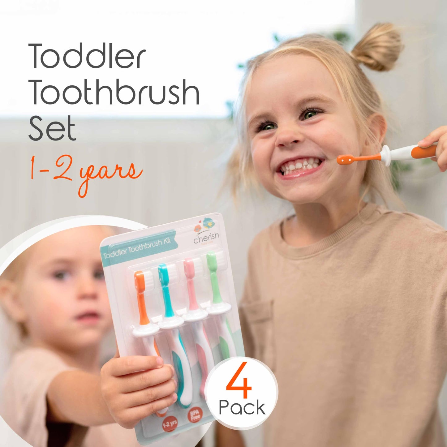 Cherish Baby Care Baby Toothbrush & Toddler Toothbrush Set (0-2 Years) - BPA-Free & Safety-Tested, 2023 Award Winner, Food-Grade Silicone (Teal)