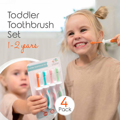 Cherish Baby Care Baby Toothbrush & Toddler Toothbrush Set (0-2 Years) - BPA-Free & Safety-Tested, 2023 Award Winner, Food-Grade Silicone (Teal)