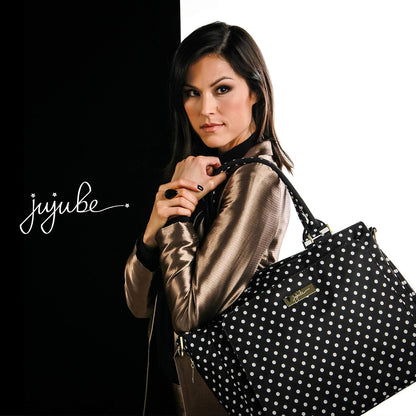 JuJuBe Be Classy Structured Multi-Functional Multi-Functional Diaper Bag/Purse, Legacy Collection - The Duchess - Black with White Polka Dots
