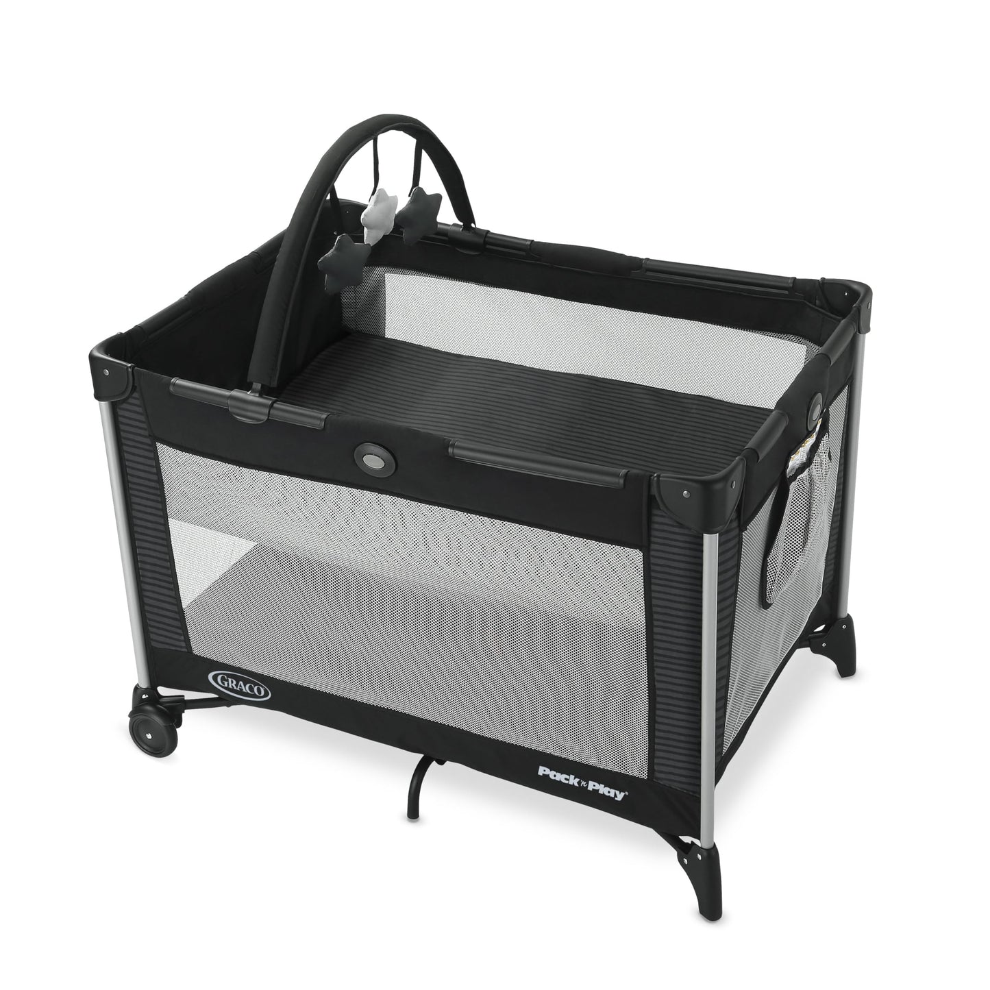 Graco On The Go Zip Pack ‘n Play Playard, Folding Playpen with Bassinet, Portable Crib, Reeves