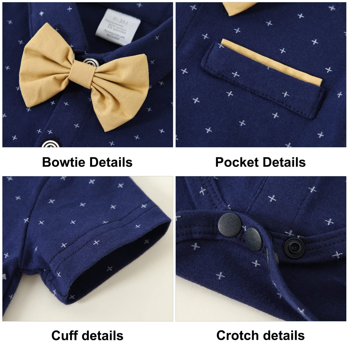 ZOEREA Baby Boy Clothes Suit Infant Short Sleeve Gentleman Outfits Dress Shirt+Bowtie+Suspender Shorts 0-18M