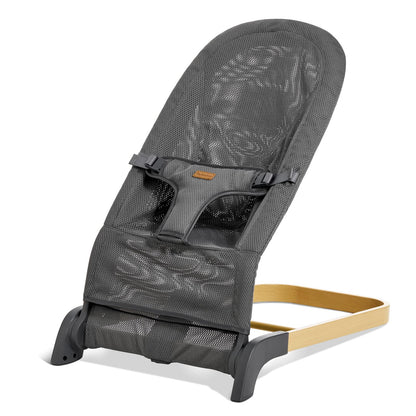 Foldable Baby Bouncer, Baby Seat with 3 Adjustable Heights, Portable Newborn Rocker, Ergonomic Bouncy Seat for Natural Bounce, Bouncer for Babies 0-6 Months, Soft Cotton (Beige)