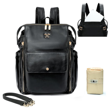 miss fong Diaper Bag Backpack Baby Diaper Bag for Girls and Boys, Leather Purse with 13 Pockets Diaper Bag Organizer,Changing Pad,Stroller Straps,4 Insulated Pockets