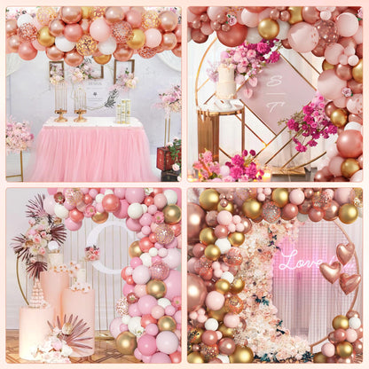Amandir 153pcs Sage Green Balloon Garland Arch Kit, Different Sizes 18 12 10 5 inch Green Blush Gold Latex Metallic Confetti Gold Balloons for Birthday Baby Shower Wedding Safari Forest Decorations