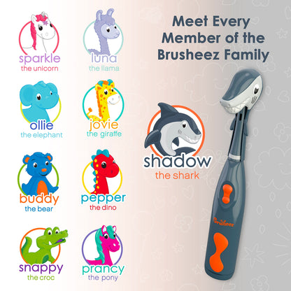 Brusheez Kids’ Electric Toothbrush Set - Safe & Effective for Ages 3+ - Parent Tested & Approved with Gentle Bristles, 2 Brush Heads, Rinse Cup, 2-Minute Timer, & Storage Base (Sparkle The Unicorn)