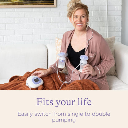Lansinoh Signature Pro Double Electric Breast Pump, Portable Breast Pump, 3 Power Options, LCD Display, Includes Breast Pump Bag, 25mm Breast Pump Flanges and 2 Lansinoh Baby Bottles (pack of 1)