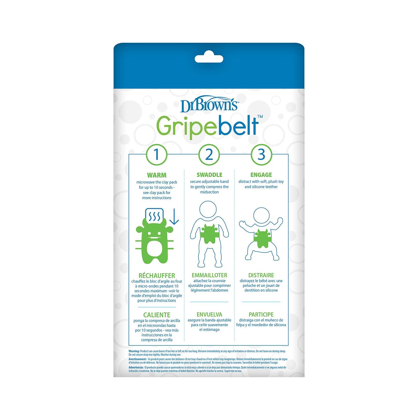 Dr. Brown's Infant Gripebelt Heated Belly Band, Soothe Baby's Tummy with Gentle Warmth and Compression, Hedgehog, 0m+