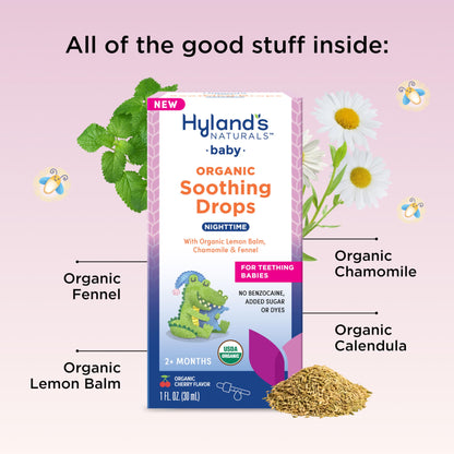 Hyland's Baby Organic Daytime and Nighttime Soothing Drops Combo Pack, Drops for Oral Discomfort, 2 oz.
