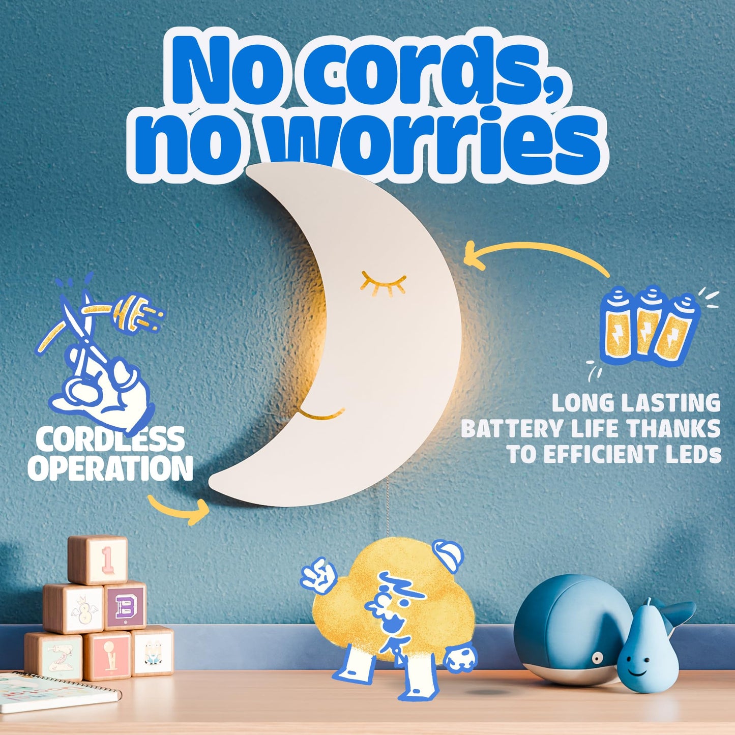 Tip perk Cloud Light - Floating Cloud Wall Lamp For Nursery | Cute Cloud Kids Bedroom Battery-operated Hanging Cloud Night Lights Cloud Cloud Baby