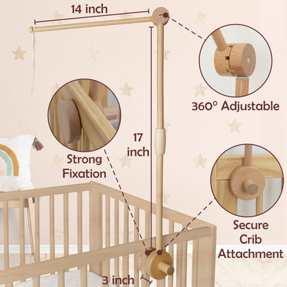 Baby Mobile for Crib - Handmade Modern Boho Baby Mobiles for Bassinet Felt Nursery Mobile Gender Neutral - Gold Moon and Stars - Girl Cribs Decorations