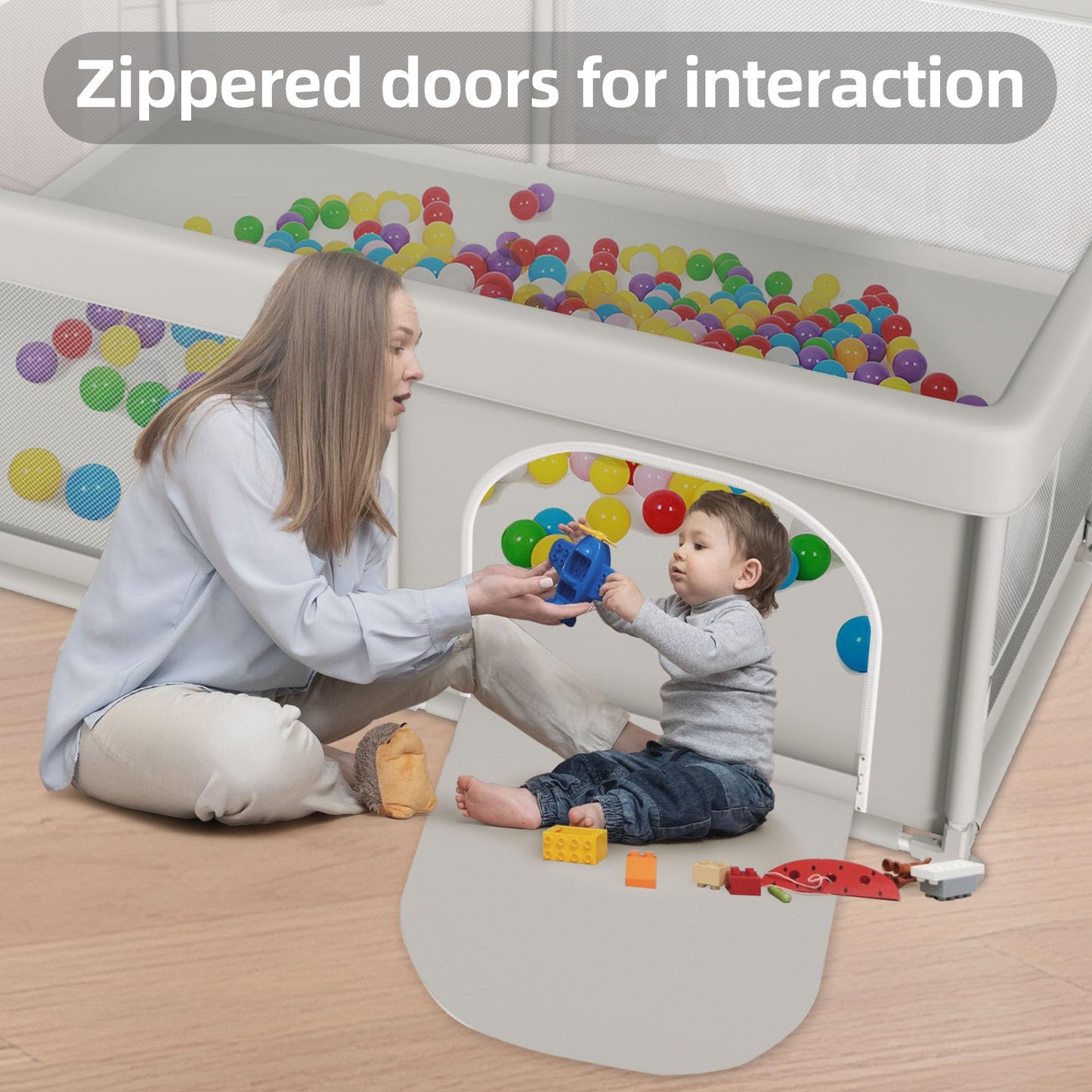 Baby Playpen 50x50 Inch, Play Pens for Babies and Toddlers Baby Fence Baby Play Yards for Indoor & Outdoor with Breathable Mesh Anti-Fall Playpen