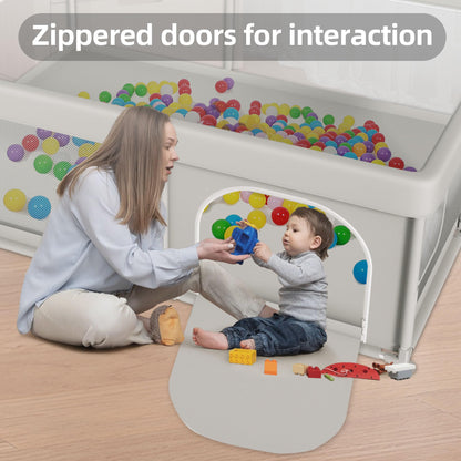 Baby Playpen 50x50 Inch, Play Pens for Babies and Toddlers Baby Fence Baby Play Yards for Indoor & Outdoor with Breathable Mesh Anti-Fall Playpen