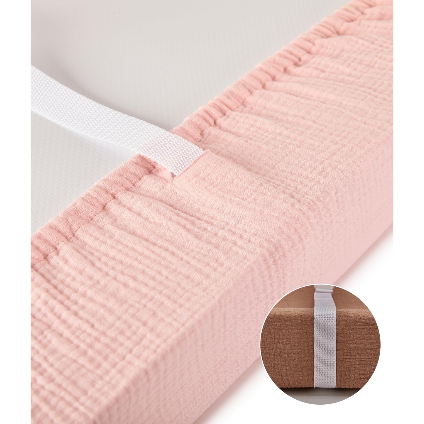 TILLYOU Muslin Changing Pad Cover for Girls Boys, Soft and Breathable Baby Diaper Changing Pad Cover, 2 Pack Light Purple&Light Pink