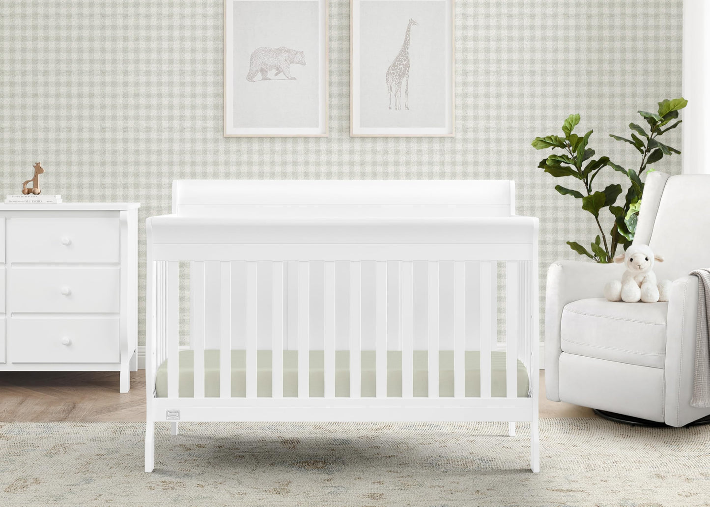 Delta Children Simmons Kids Carter 6-in-1 Convertible Crib - Greenguard Gold Certified, Black Ebony