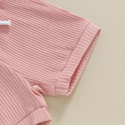Newborn Baby Boy Girl Clothes 3 6 9 12 18 Months Ribbed Knit Short Sleeve Romper Shorts Set Infant Summer Outfits
