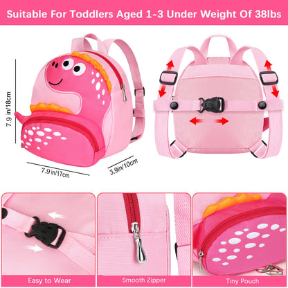 Accmor Toddler Harness Backpack Leash, Cute Dinosaur Backpacks with Anti Lost Wrist Link, Cute Mini Child Backpack Wristband Tether Strap and Protection Leashes for Boys Girls Aged 1-3 Years