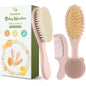 Yoofoss 4 Piece Baby Brush and Comb Set, Wooden Baby Brush with Natural Ultra Soft Goat Hair, Baby Hair Brush for Newborn, Baby Brush Set for Boy Girl
