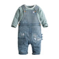Cute Baby Boy Clothes Suit Toddler Boys' Striped long Sleeve T-Shirt+Denim Overalls Jumpsuit Pants Outfits Sets