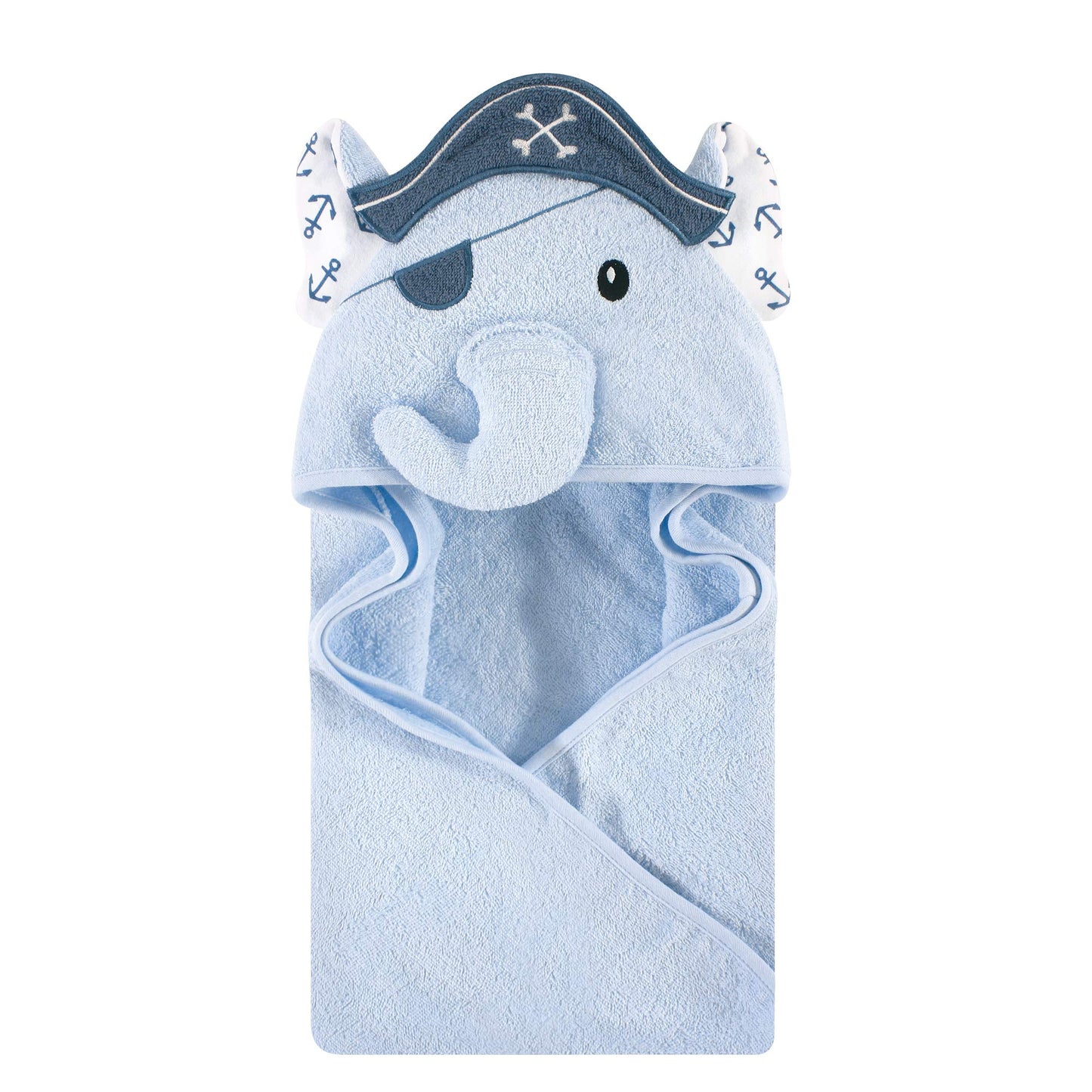 Hudson Baby Unisex Baby Cotton Animal Face Hooded Towel, Pretty Elephant, One Size