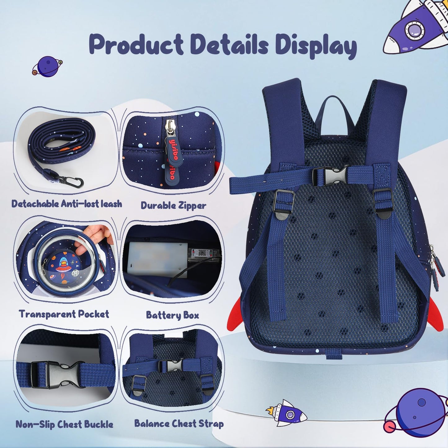 yisibo Rocket Toddler Backpack with Leash,3-6 Years Anti-lost Kids Backpack,Children Backpack for boys girls