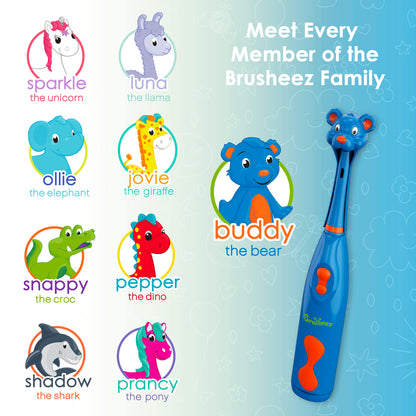 Brusheez Kids’ Electric Toothbrush Set - Safe & Effective for Ages 3+ - Parent Tested & Approved with Gentle Bristles, 2 Brush Heads, Rinse Cup, 2-Minute Timer, & Storage Base (Sparkle The Unicorn)