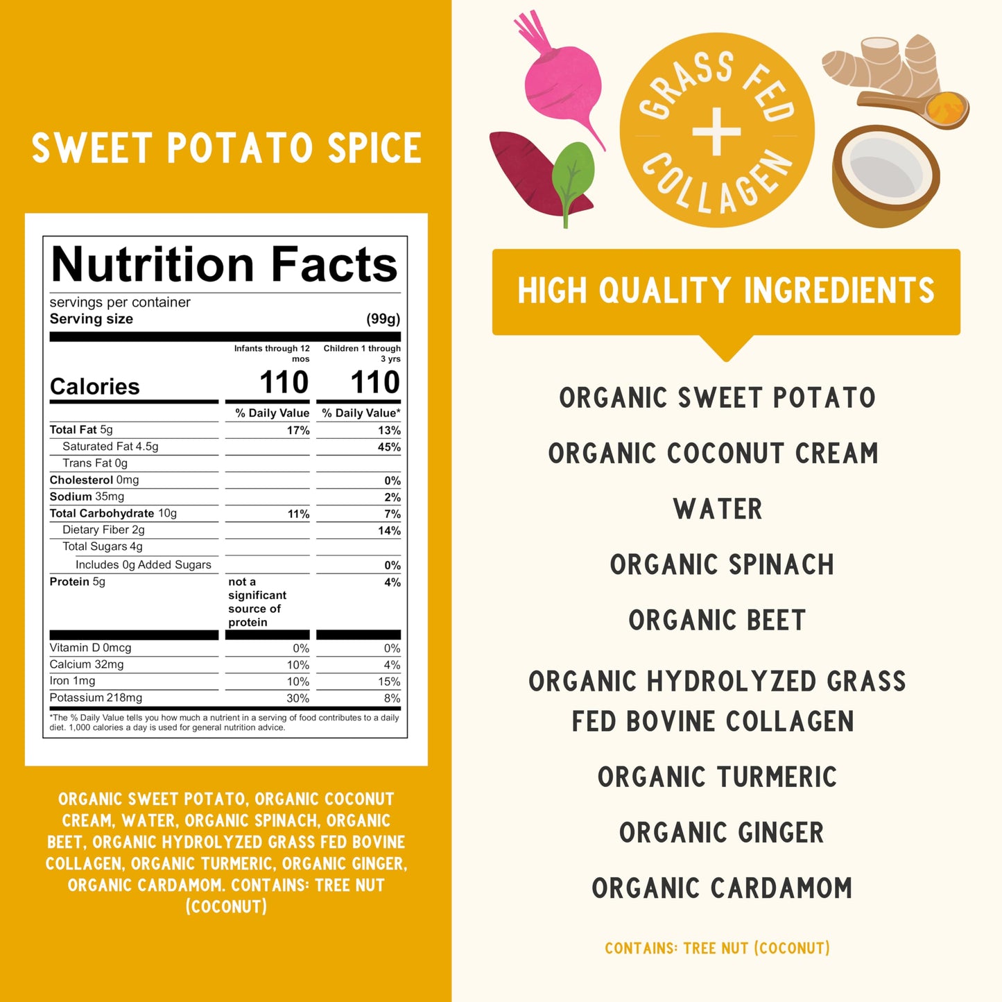 Serenity Kids 6+ Months Dairy-Free Smoothie Baby Food | USDA Organic | Grass Fed Collagen Protein | 3.5 Ounce BPA-Free Pouch | Berry Butternut | 12 Count