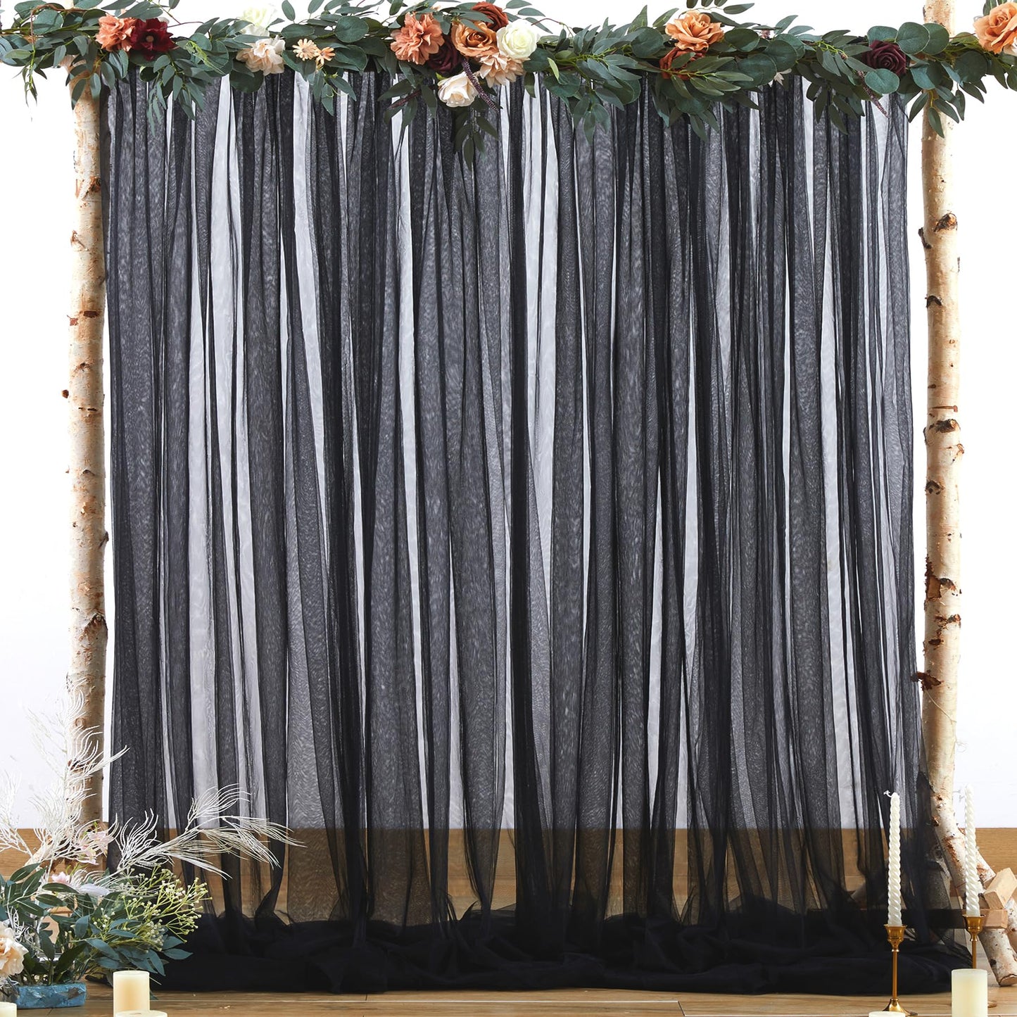 Champagne Tulle Backdrop Curtain for Parties Wedding 10ft×8ft Champagne Sheer Backdrop Curtains for Baby Shower Bridal Shower Reception Birthday Party Christmas Photoshoot Decorations 2 Panels
