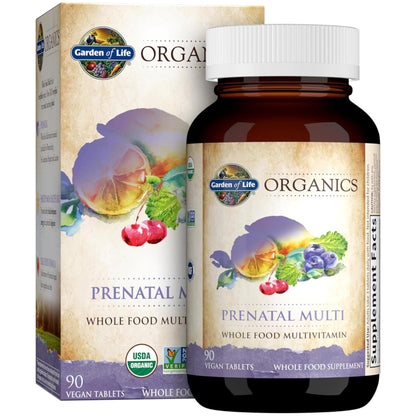 Garden of Life Organics Prenatal Vitamins - 30 Tablets, Prenatal Once Daily Whole Food Vitamins for Women with Folate not Folic Acid, Vitamin D3, Iron, Vegan One a Day Prenatal Multivitamin