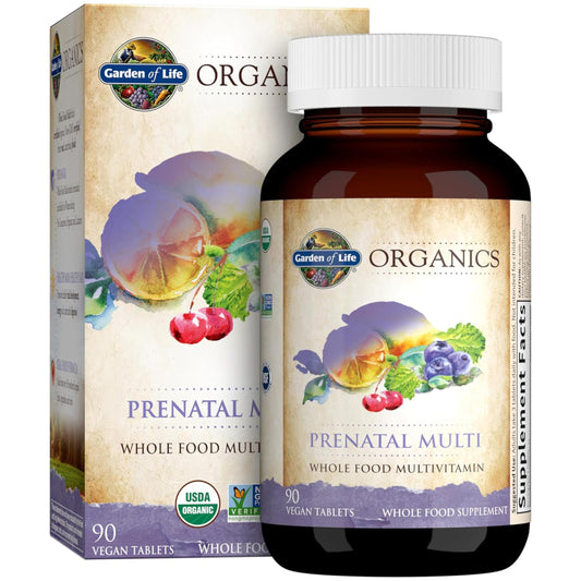 Garden of Life Organics Prenatal Vitamins - 30 Tablets, Prenatal Once Daily Whole Food Vitamins for Women with Folate not Folic Acid, Vitamin D3, Iron, Vegan One a Day Prenatal Multivitamin