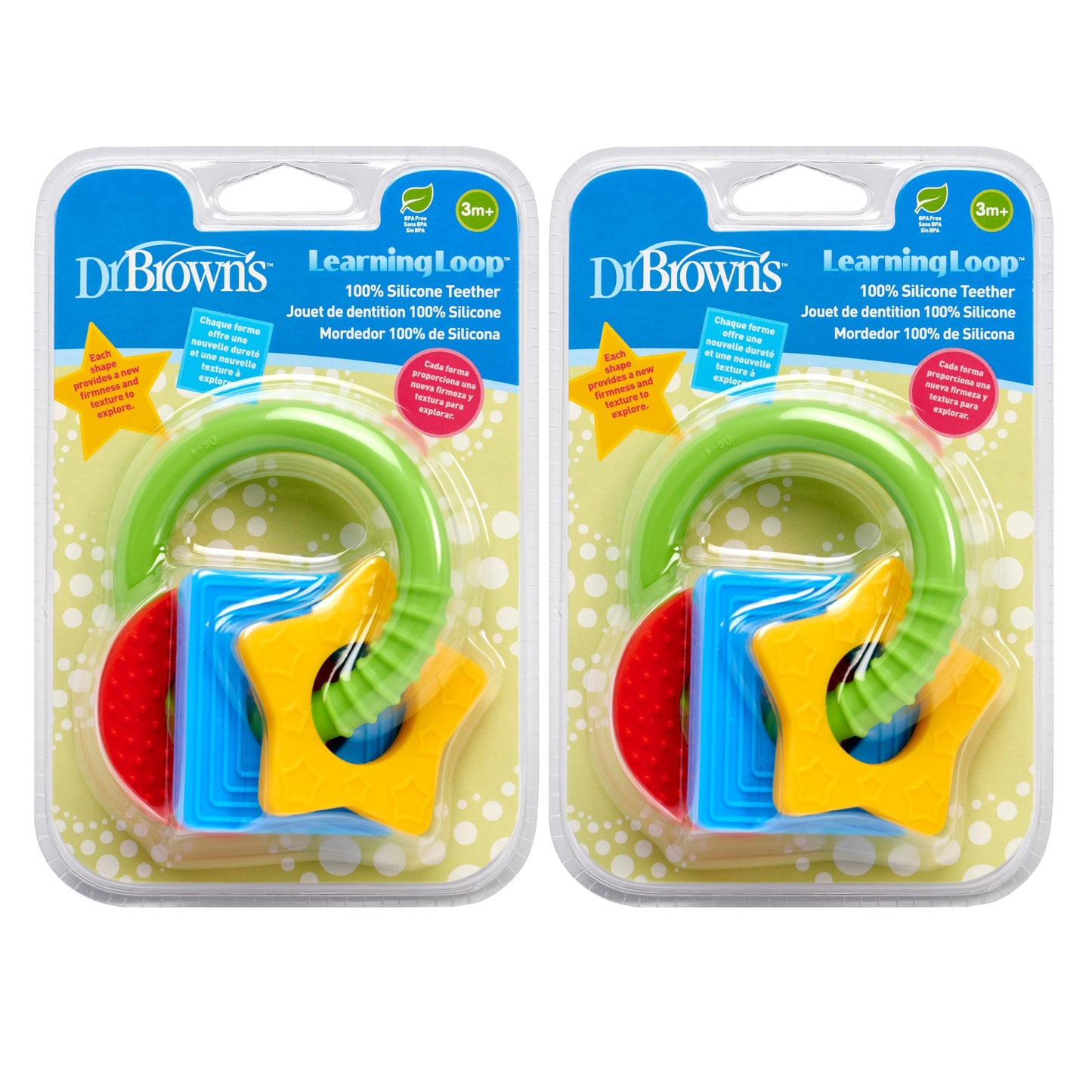 Dr. Brown's AquaCool Water-Filled Baby Teether, Cools & Massages Sore Gums, BPA Free, Pineapple and Apple, 2 Pack, 3m+