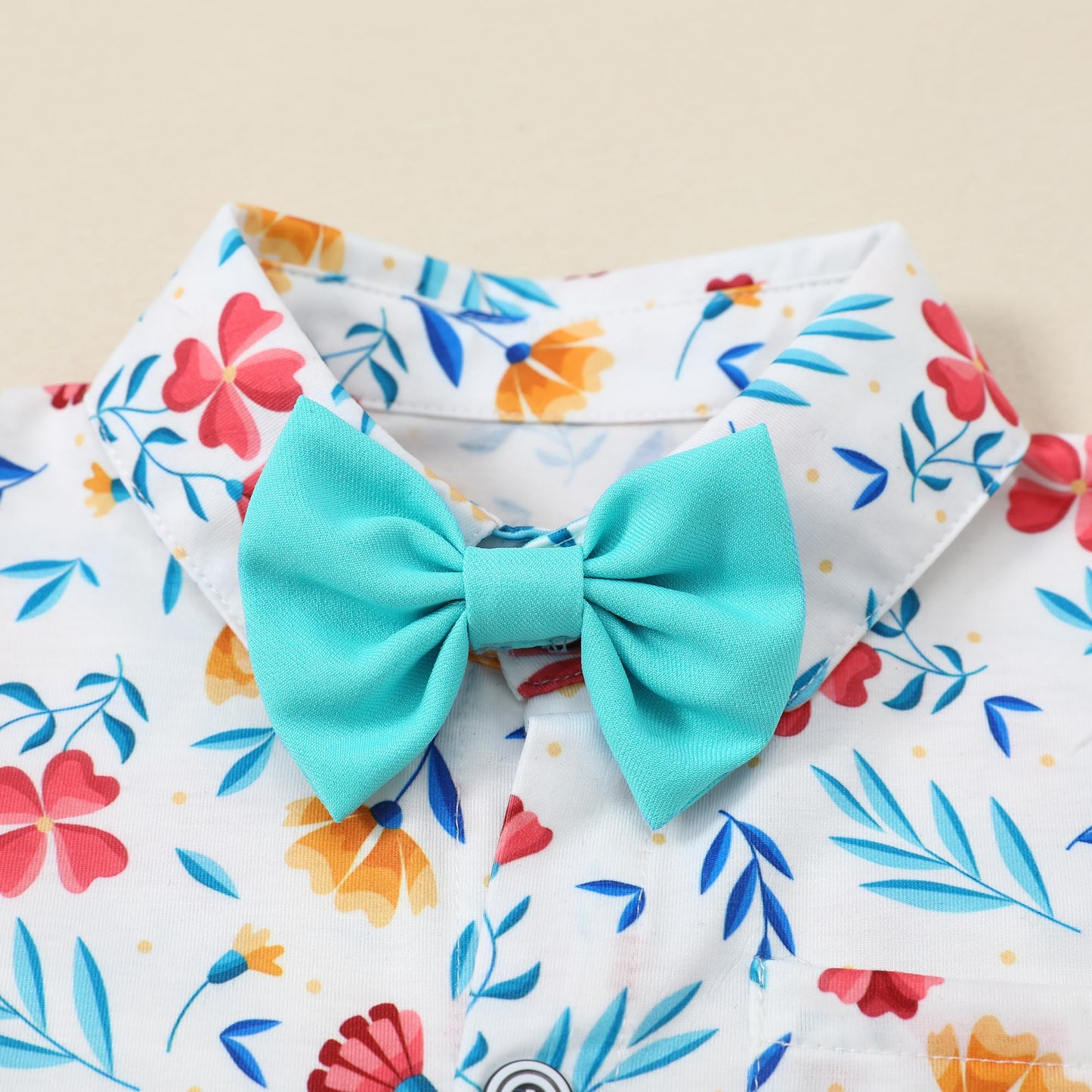 WESIDOM Baby Boy Clothes Suit 0-24 Months Gentleman Outfits, Short Sleeve Dress Romper+Bowtie+Detachable Suspender Shorts Set