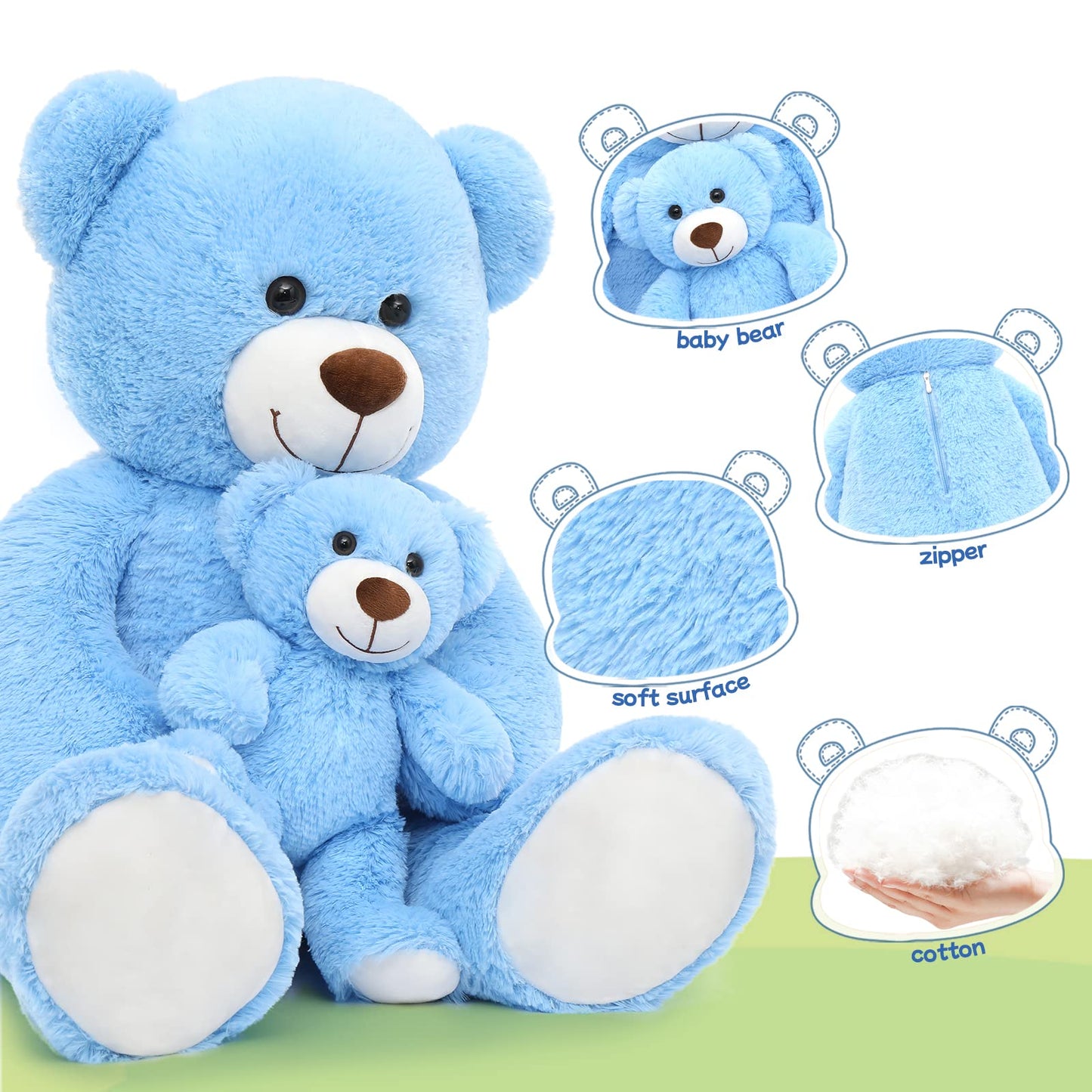 Muiteiur 49 inch Giant Teddy Bear Stuffed Animal, Big Bear Plush with Big Footprint, Great Gift for Party Decorations (Brown)