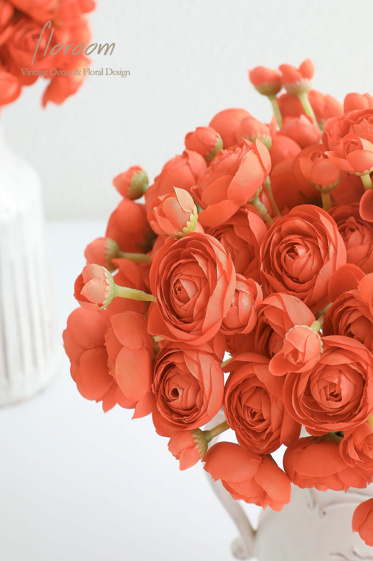 Floroom Ranunculus Artificial Flowers 18 Pcs Blush Faux Silk Mini Ranunculus Bulk Fake Wedding Filler Flowers for DIY Pink Bouquets, Centerpieces, Bridal Shower Decorations & Arrangements