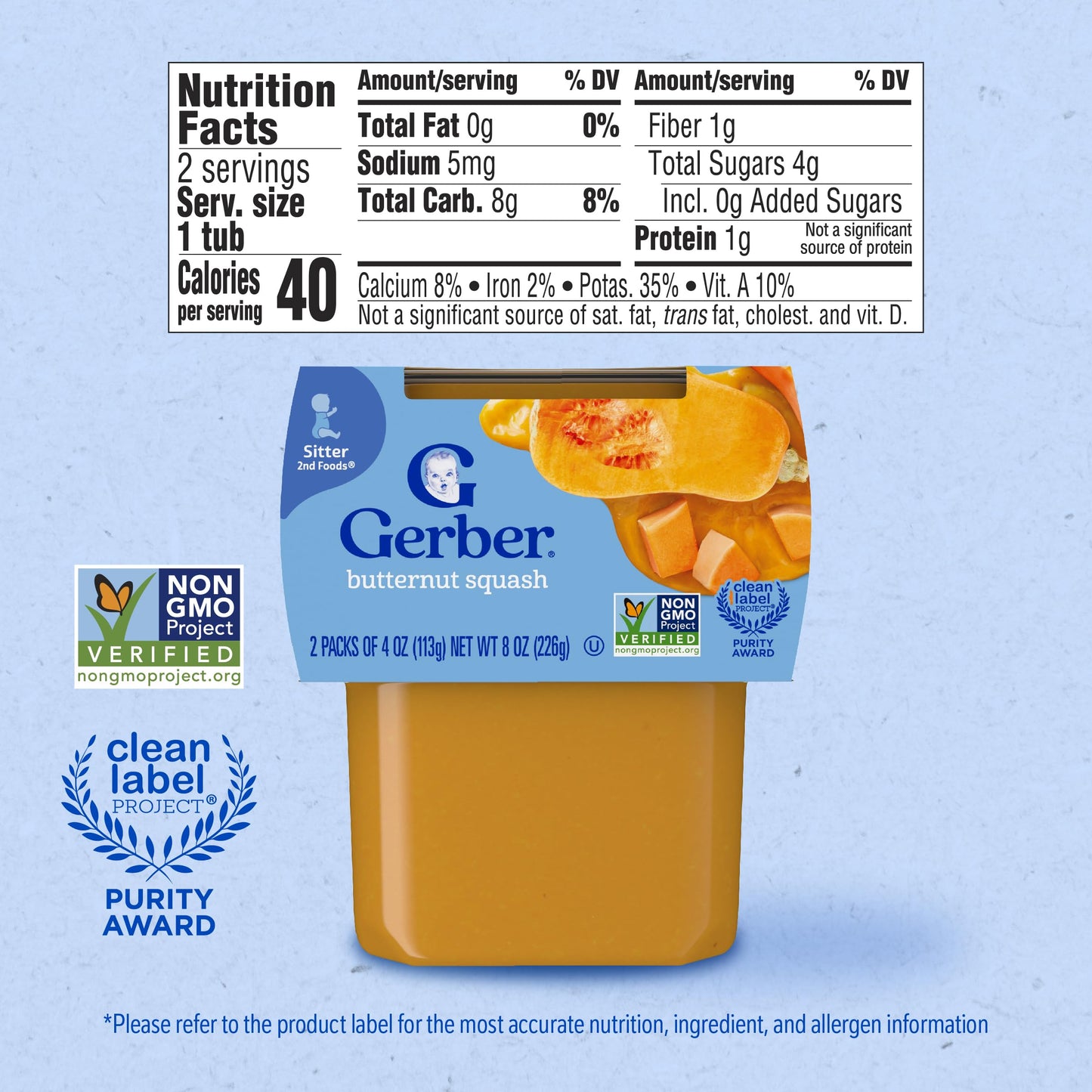 Gerber 2nd Food Baby Food Green Bean Puree, Natural & Non-GMO, 8 Ounce, 2 Count (Pack of 8)