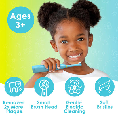 Brusheez Kids’ Electric Toothbrush Set - Safe & Effective for Ages 3+ - Parent Tested & Approved with Gentle Bristles, 2 Brush Heads, Rinse Cup, 2-Minute Timer, & Storage Base (Sparkle The Unicorn)