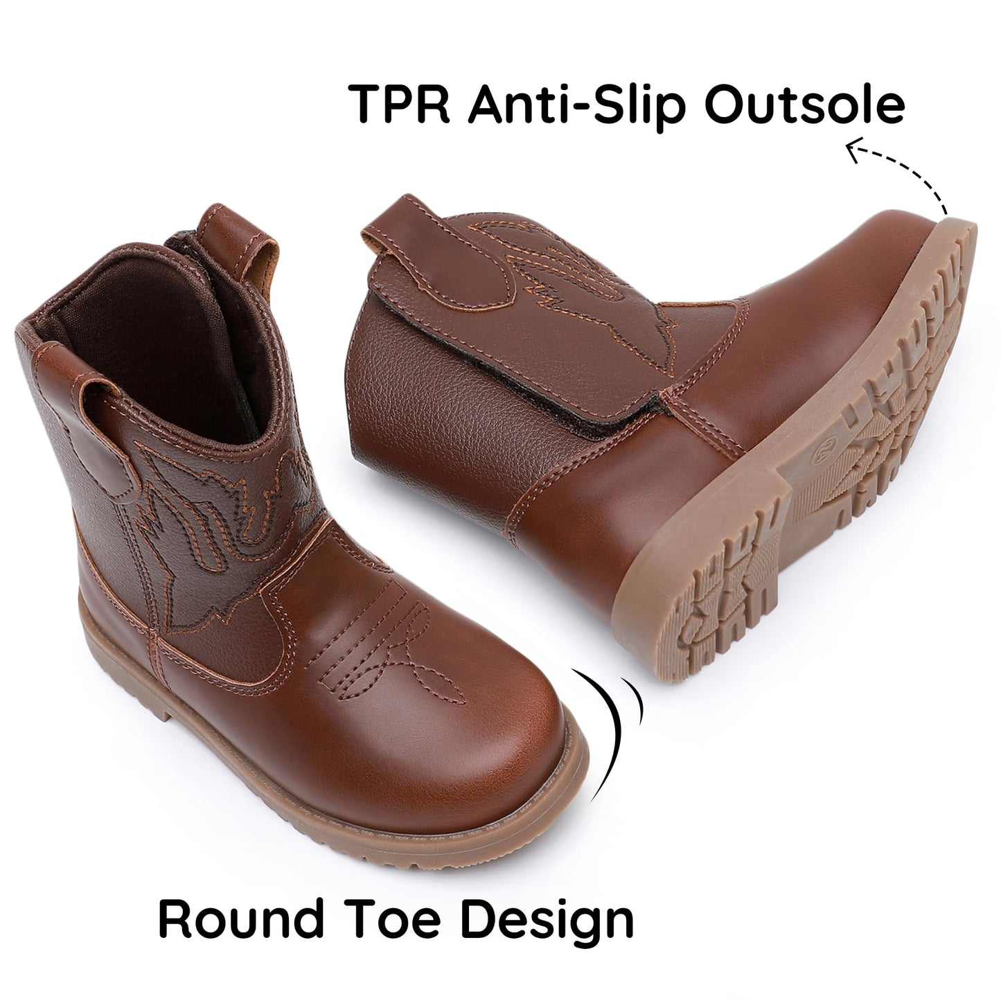 Blikcon Toddler Cowboy Boots for Boys Girls Baby Infant Cowgirl Boots Round Toe All Seasons 6-36 Months (Infant/Toddler)