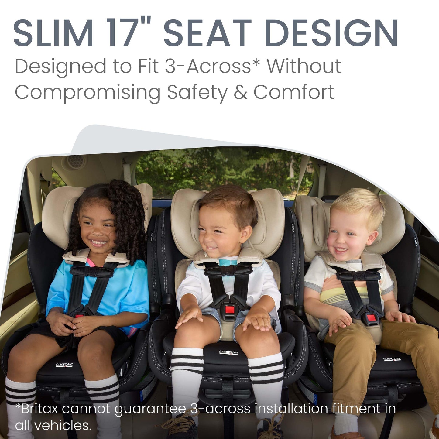 Britax Poplar S Convertible Car Seat, 2-in-1 Car Seat with Slim 17-Inch Design, ClickTight Technology, Arctic Onyx