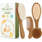 Yoofoss 4 Piece Baby Brush and Comb Set, Wooden Baby Brush with Natural Ultra Soft Goat Hair, Baby Hair Brush for Newborn, Baby Brush Set for Boy Girl