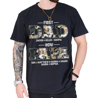 Personalized Fathers Day Shirts for Dad, Grandpa Shirt with Grandkids Names, Gifts for Dad Hunting Fishing